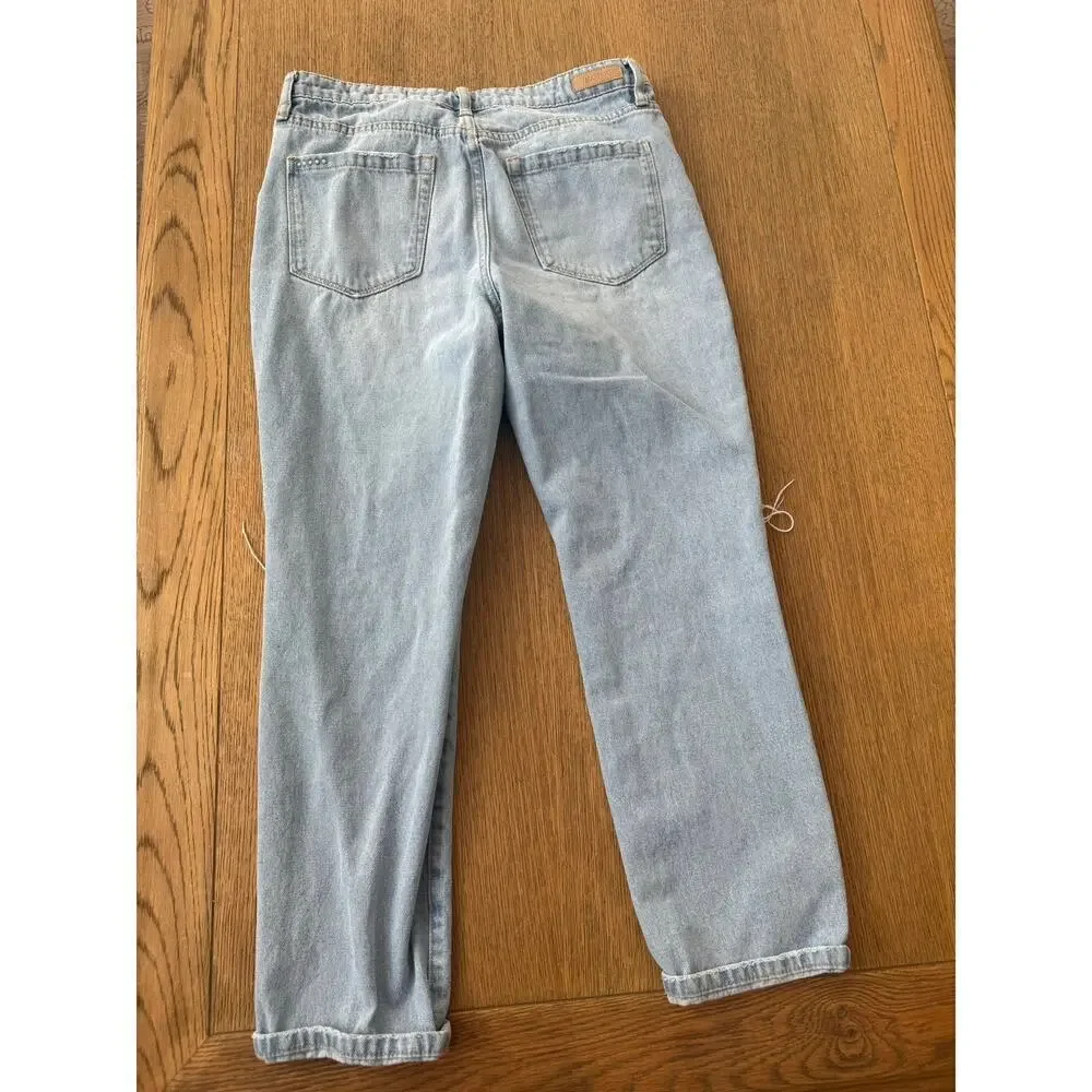Blank NYC Madison High Rise Crop Distressed Light Wash Jeans Size 27 - Picture 4 of 6